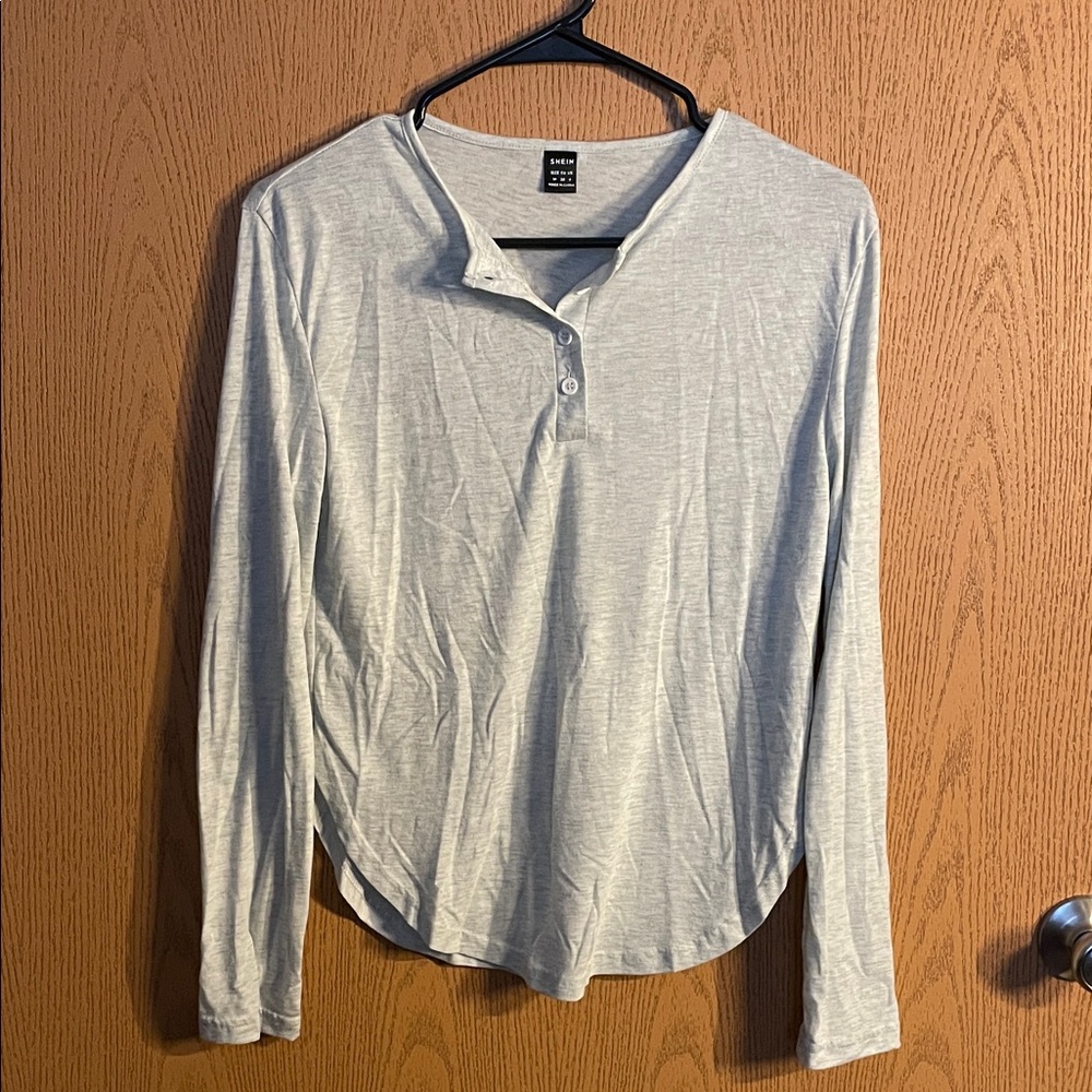 SHEIN Women's Light Gray Button Down Shirt